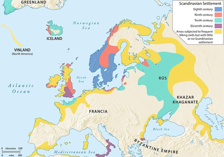Peta Pemukiman Viking di Eropa